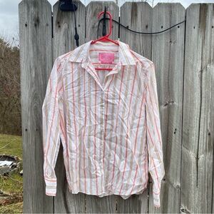 Charles Tyrwhitt non iron made in Romania US12 White and pink striped shirt